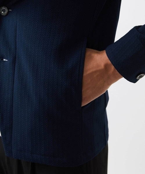 MICHEL KLEIN HOMME (ミッシェルクランオム)の「サッカー柄フードジャケット(テーラードジャケット・メンズ・ライトグレー/ライトブルー/ネイビー・MEDIUM/LARGE/X-LARGE)」の10枚目の写真