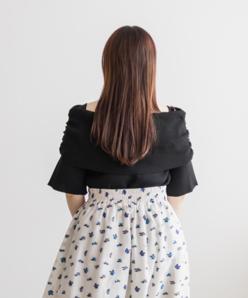 CLETTE（クレット）の「フロントボタンオフショル風ニット（ニット/セーター・レディース・ブラック/アイボリー/その他/ラベンダー・LL/3L/4L）」の8枚目の写真