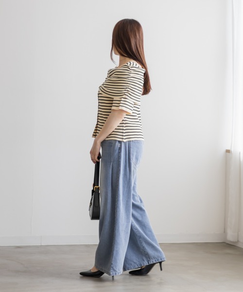 CLETTE（クレット）の「フロントボタンオフショル風ニット（ニット/セーター・レディース・ブラック/アイボリー/その他/ラベンダー・LL/3L/4L）」の22枚目の写真