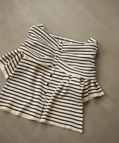 CLETTE（クレット）の「フロントボタンオフショル風ニット（ニット/セーター・レディース・ブラック/アイボリー/その他/ラベンダー・LL/3L/4L）」の20枚目の写真