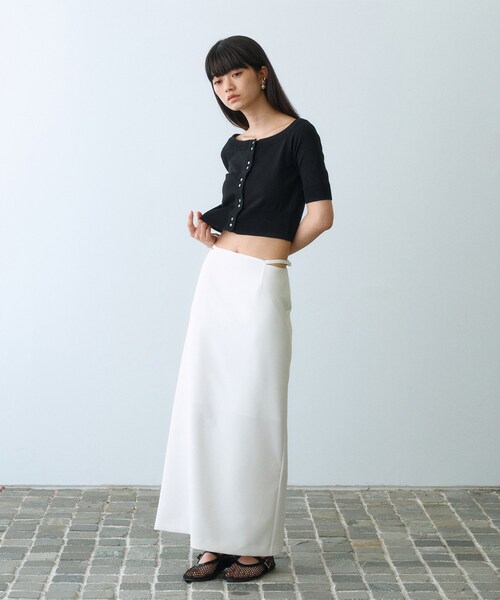 CODE A（コードエー）の「design knit short cardigan（カーディガン/ボレロ・レディース・ブラック/ライトブルー/ライトグレー・00）」の5枚目の写真