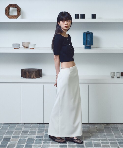 CODE A（コードエー）の「design knit short cardigan（カーディガン/ボレロ・レディース・ブラック/ライトブルー/ライトグレー・00）」の6枚目の写真