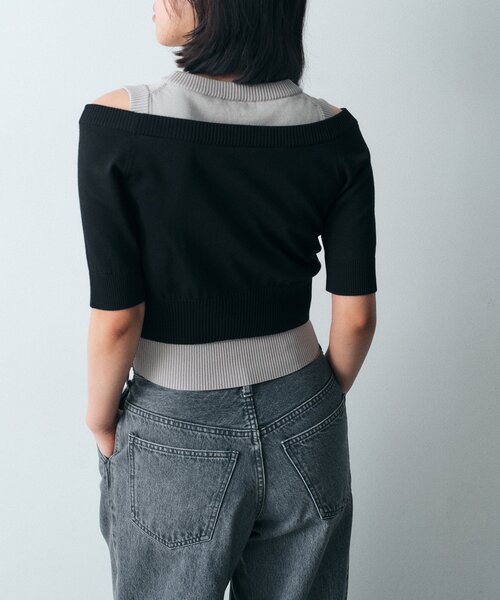 CODE A（コードエー）の「design knit short cardigan（カーディガン/ボレロ・レディース・ブラック/ライトブルー/ライトグレー・00）」の13枚目の写真