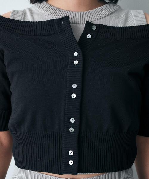 CODE A（コードエー）の「design knit short cardigan（カーディガン/ボレロ・レディース・ブラック/ライトブルー/ライトグレー・00）」の14枚目の写真