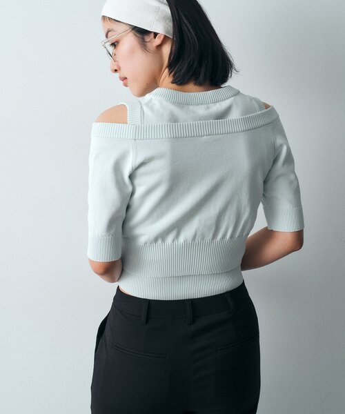 CODE A（コードエー）の「design knit short cardigan（カーディガン/ボレロ・レディース・ブラック/ライトブルー/ライトグレー・00）」の19枚目の写真