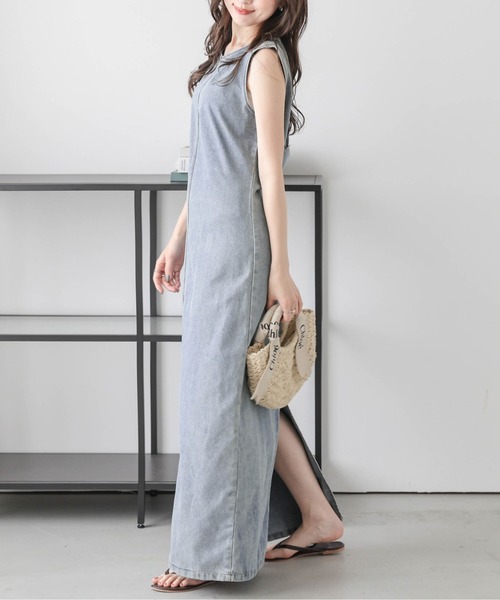AMELY（エミリー）の「バックリボン デニムワンピース [ベルト付き]（ワンピース・レディース・グレー/ブルー/ライトブルー・L/M）」の8枚目の写真