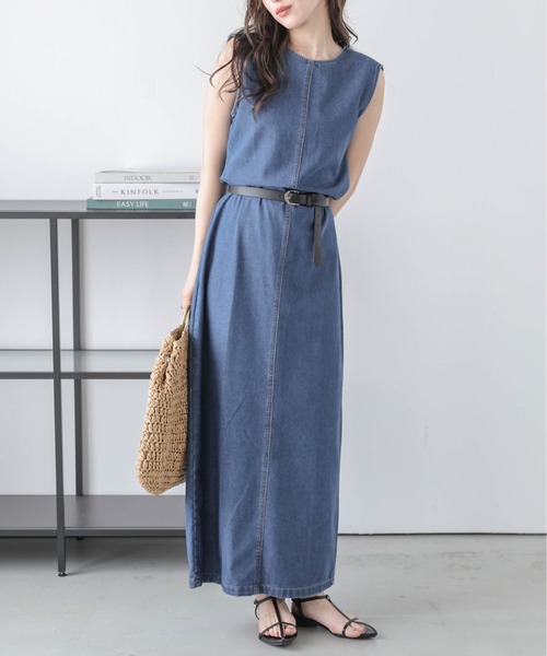 AMELY（エミリー）の「バックリボン デニムワンピース [ベルト付き]（ワンピース・レディース・グレー/ブルー/ライトブルー・L/M）」の13枚目の写真