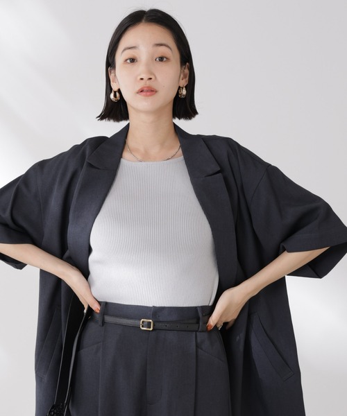 NANO universe（ナノユニバース）の「ボートネックリブニットトップス（ニット/セーター・レディース・ホワイト/ブラック/グレー・FREE）」の3枚目の写真