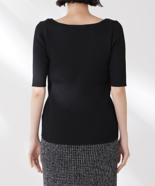 NANO universe（ナノユニバース）の「ボートネックリブニットトップス（ニット/セーター・レディース・ホワイト/ブラック/グレー・FREE）」の13枚目の写真