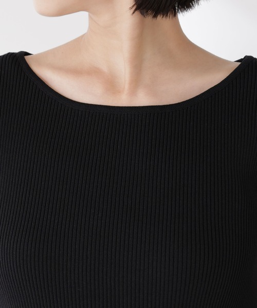 NANO universe（ナノユニバース）の「ボートネックリブニットトップス（ニット/セーター・レディース・ホワイト/ブラック/グレー・FREE）」の14枚目の写真