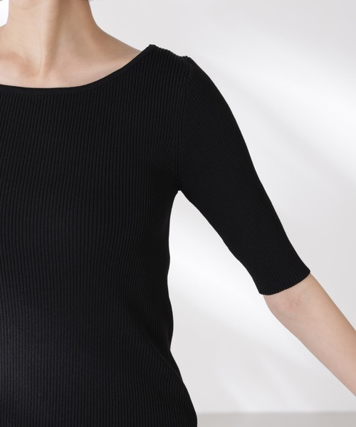 NANO universe（ナノユニバース）の「ボートネックリブニットトップス（ニット/セーター・レディース・ホワイト/ブラック/グレー・FREE）」の15枚目の写真