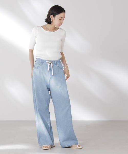 NANO universe（ナノユニバース）の「ボートネックリブニットトップス（ニット/セーター・レディース・ホワイト/ブラック/グレー・FREE）」の22枚目の写真