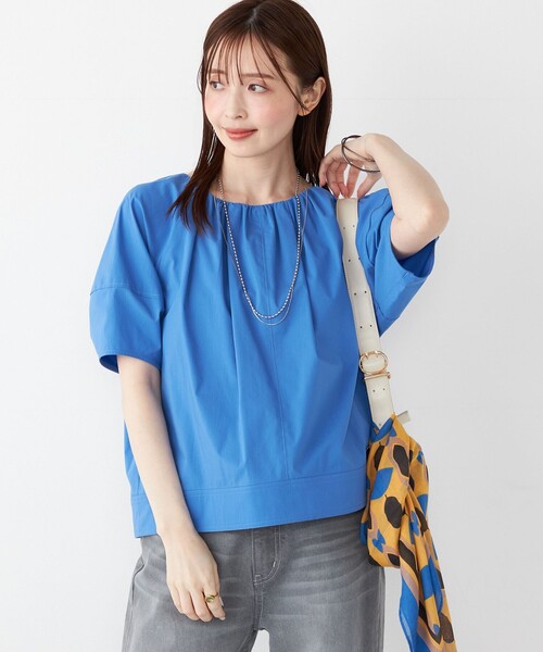 SHIPS Colors（シップス カラーズ）の「SHIPS Colors:〈手洗い可能〉コットンナイロン バルーンスリーブ ブラウス◇（シャツ/ブラウス・レディース・ブラック/ブルー/キャメル・ONE SIZE）」の15枚目の写真