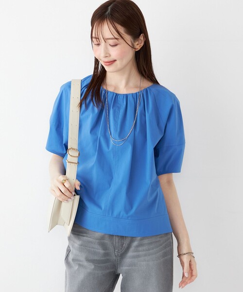 SHIPS Colors（シップス カラーズ）の「SHIPS Colors:〈手洗い可能〉コットンナイロン バルーンスリーブ ブラウス◇（シャツ/ブラウス・レディース・ブラック/ブルー/キャメル・ONE SIZE）」の14枚目の写真