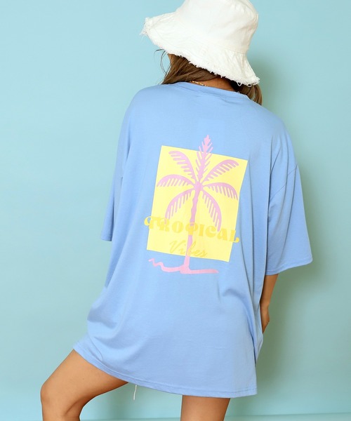 anap mimpi（アナップミンピ）の「カラー パームツリー プリント オーバーサイズ Tシャツ（Tシャツ/カットソー・レディース・ダークグレー/ミント/ブルー/オフホワイト・FREE）」の4枚目の写真