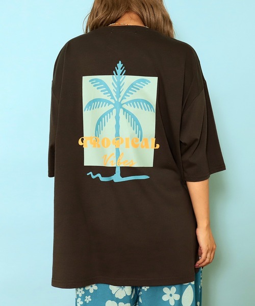 anap mimpi（アナップミンピ）の「カラー パームツリー プリント オーバーサイズ Tシャツ（Tシャツ/カットソー・レディース・ダークグレー/ミント/ブルー/オフホワイト・FREE）」の2枚目の写真