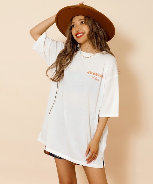 anap mimpi（アナップミンピ）の「カラー パームツリー プリント オーバーサイズ Tシャツ（Tシャツ/カットソー・レディース・ダークグレー/ミント/ブルー/オフホワイト・FREE）」の5枚目の写真