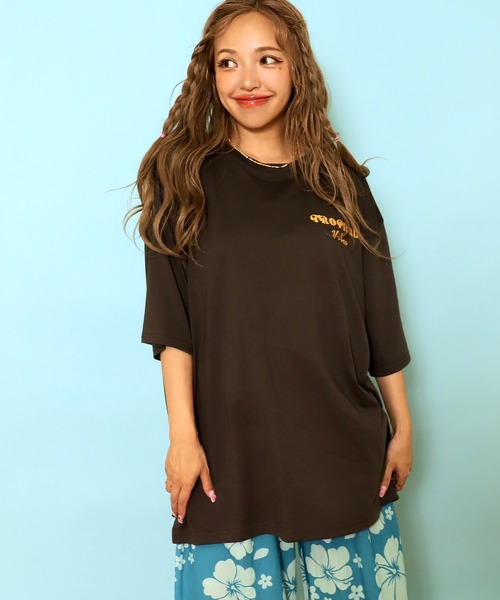 anap mimpi（アナップミンピ）の「カラー パームツリー プリント オーバーサイズ Tシャツ（Tシャツ/カットソー・レディース・ダークグレー/ミント/ブルー/オフホワイト・FREE）」の12枚目の写真