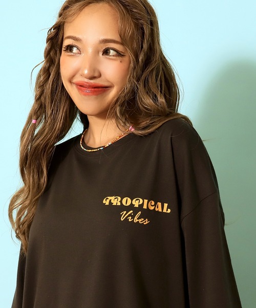 anap mimpi（アナップミンピ）の「カラー パームツリー プリント オーバーサイズ Tシャツ（Tシャツ/カットソー・レディース・ダークグレー/ミント/ブルー/オフホワイト・FREE）」の13枚目の写真