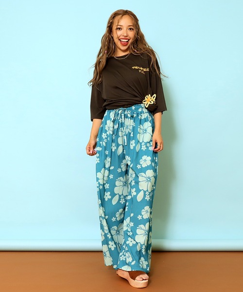 anap mimpi（アナップミンピ）の「カラー パームツリー プリント オーバーサイズ Tシャツ（Tシャツ/カットソー・レディース・ダークグレー/ミント/ブルー/オフホワイト・FREE）」の15枚目の写真