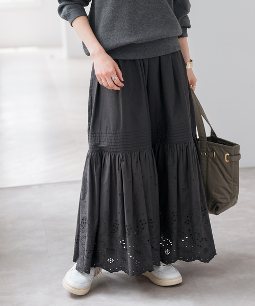 Spick&Span エンブロイダリーレーススカート スピック&スパン M 黒 追加》エンブロイダリーレーススカート（スカート）｜Spick