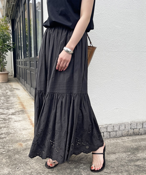 Spick&Span エンブロイダリーレーススカート スピック&スパン M 黒 Spick＆Span スカート 「追加」エンブロイダリーレーススカート