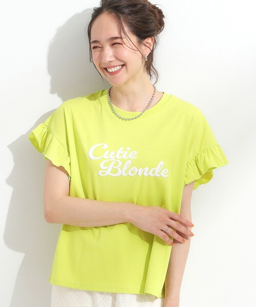 Cutie Blonde（キューティーブロンド）の「【S-LL/汗ジミ軽減/ひんやり/UVカット】フリルTシャツ（Tシャツ/カットソー・レディース・ピンク/イエロー系その他/ホワイト/チャコールグレー・01/04/02/03）」の3枚目の写真