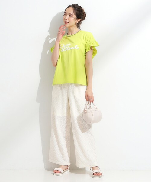 Cutie Blonde（キューティーブロンド）の「【S-LL/汗ジミ軽減/ひんやり/UVカット】フリルTシャツ（Tシャツ/カットソー・レディース・ピンク/イエロー系その他/ホワイト/チャコールグレー・01/04/02/03）」の21枚目の写真