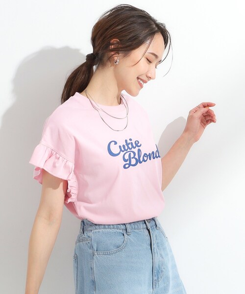 Cutie Blonde（キューティーブロンド）の「【S-LL/汗ジミ軽減/ひんやり/UVカット】フリルTシャツ（Tシャツ/カットソー・レディース・ピンク/イエロー系その他/ホワイト/チャコールグレー・01/04/02/03）」の18枚目の写真