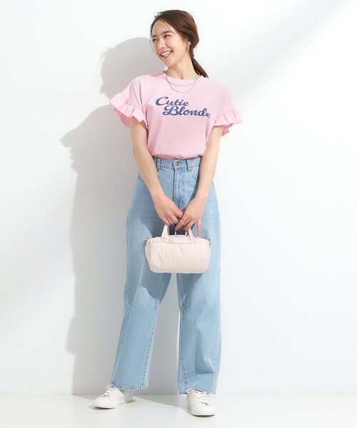 Cutie Blonde（キューティーブロンド）の「【S-LL/汗ジミ軽減/ひんやり/UVカット】フリルTシャツ（Tシャツ/カットソー・レディース・ピンク/イエロー系その他/ホワイト/チャコールグレー・01/04/02/03）」の17枚目の写真