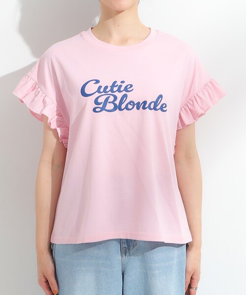 Cutie Blonde（キューティーブロンド）の「【S-LL/汗ジミ軽減/ひんやり/UVカット】フリルTシャツ（Tシャツ/カットソー・レディース・ピンク/イエロー系その他/ホワイト/チャコールグレー・01/04/02/03）」の15枚目の写真