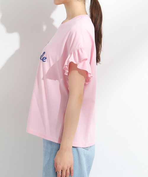 Cutie Blonde（キューティーブロンド）の「【S-LL/汗ジミ軽減/ひんやり/UVカット】フリルTシャツ（Tシャツ/カットソー・レディース・ピンク/イエロー系その他/ホワイト/チャコールグレー・01/04/02/03）」の14枚目の写真