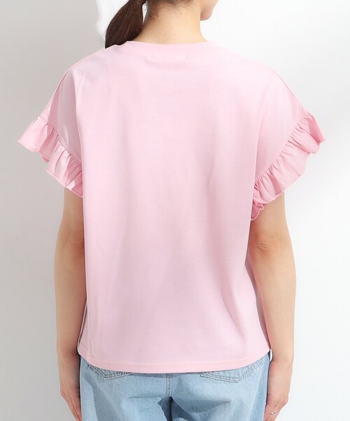 Cutie Blonde（キューティーブロンド）の「【S-LL/汗ジミ軽減/ひんやり/UVカット】フリルTシャツ（Tシャツ/カットソー・レディース・ピンク/イエロー系その他/ホワイト/チャコールグレー・01/04/02/03）」の13枚目の写真