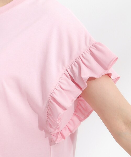 Cutie Blonde（キューティーブロンド）の「【S-LL/汗ジミ軽減/ひんやり/UVカット】フリルTシャツ（Tシャツ/カットソー・レディース・ピンク/イエロー系その他/ホワイト/チャコールグレー・01/04/02/03）」の11枚目の写真