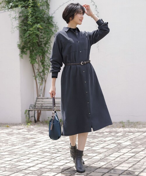 J.PRESS Ladies(J.プレス レディス)の「ピーチポプリン ワンピース(ワンピース・レディース・ベージュ系/黄土色系/ブラック系・XS)」の5枚目の写真
