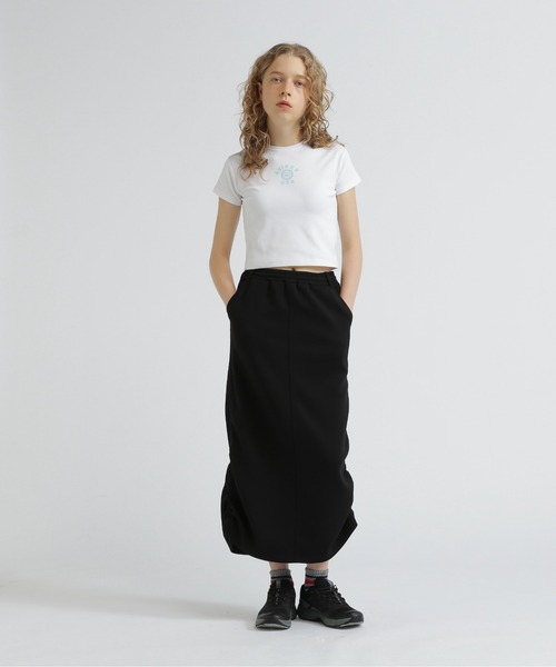 AVIREX（アヴィレックス）の「NYLON×DOUBLE KNIT LAYERED SKIRT/ナイロン×ダブルニットレイヤードスカート（スカート・レディース・グレー/オリーブ/ブラック・F）」の8枚目の写真