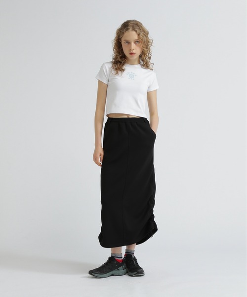 AVIREX（アヴィレックス）の「NYLON×DOUBLE KNIT LAYERED SKIRT/ナイロン×ダブルニットレイヤードスカート（スカート・レディース・グレー/オリーブ/ブラック・F）」の9枚目の写真