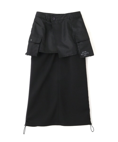 AVIREX（アヴィレックス）の「NYLON×DOUBLE KNIT LAYERED SKIRT/ナイロン×ダブルニットレイヤードスカート（スカート・レディース・グレー/オリーブ/ブラック・F）」の10枚目の写真