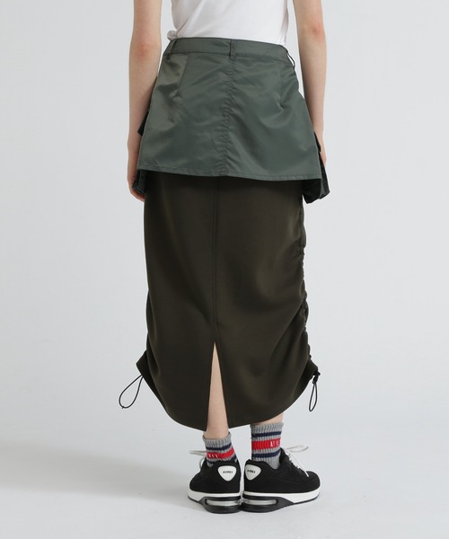 NYLON×DOUBLE KNIT LAYERED SKIRT/ナイロン×ダブルニットレイヤード