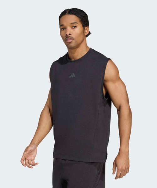 adidas/アディダス ロゴ ノースリーブ Tシャツ 良品】adidas アディダス Vネック ビッグロゴプリント タンク