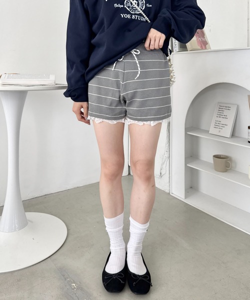SOLLON.(ソルロン)の「裾レースボーダーリブショートパンツ(その他パンツ・レディース・グレー/アイボリー/ブラック/ブラウン・FREE)」の22枚目の写真