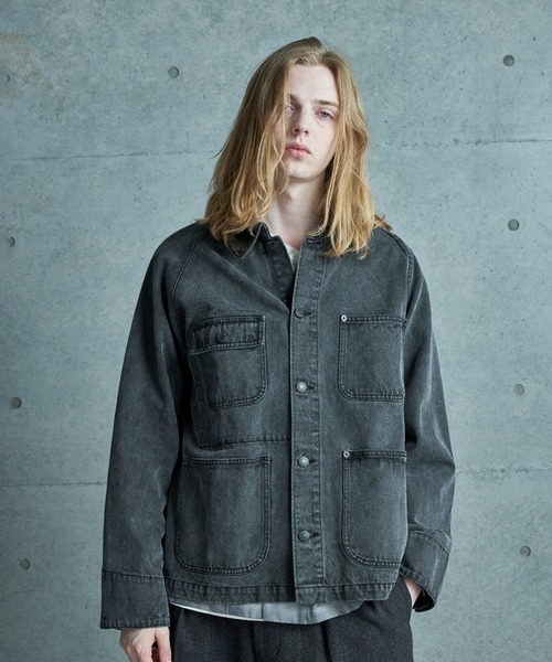 FUSE（フューズ）の「デニムカバーオールジャケット（ブルゾン・メンズ・ブラック/ブルー・01/03/02）」の6枚目の写真