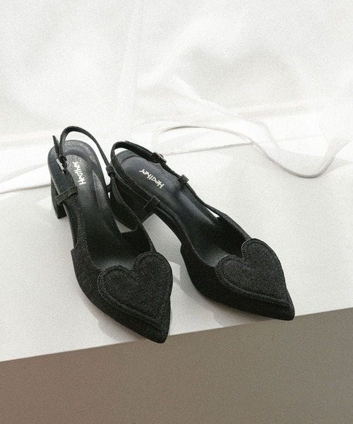 Heather（ヘザー）の「ハートヒールサンダル　497922（サンダル・レディース・ブラック/ブラック系その他・M/L）」の2枚目の写真