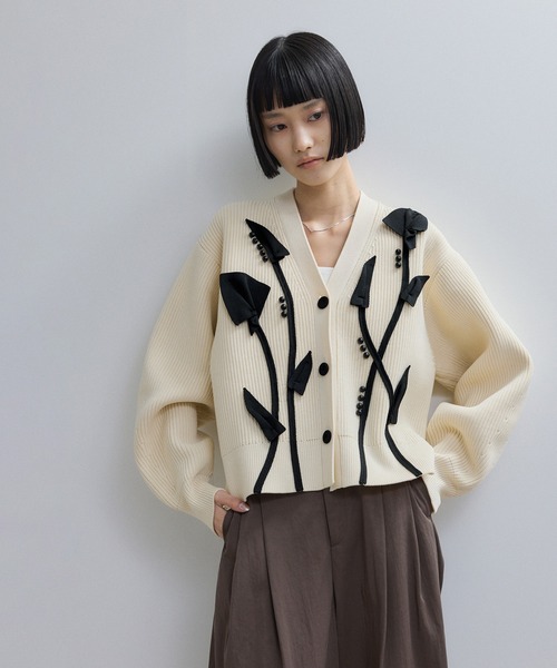 サステナブル】3Dモチーフカーディガン（カーディガン/ボレロ