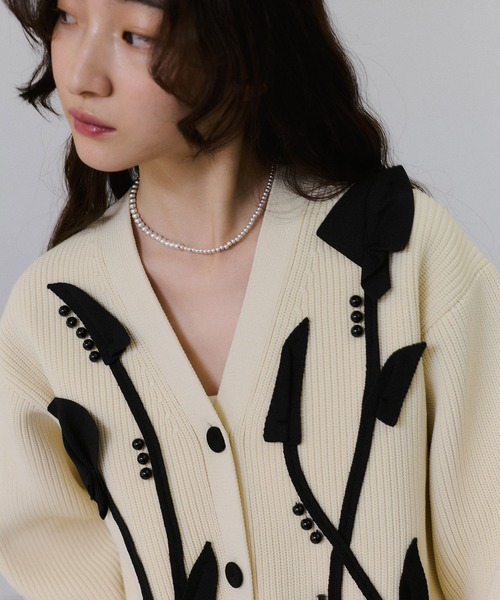 サステナブル】3Dモチーフカーディガン（カーディガン/ボレロ