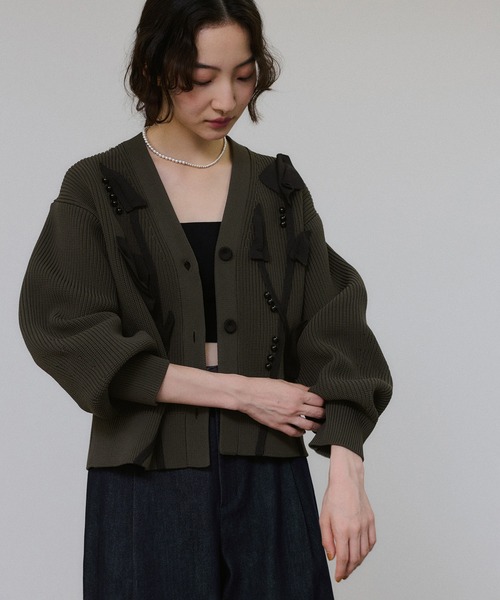 セール】【サステナブル】3Dモチーフカーディガン（カーディガン