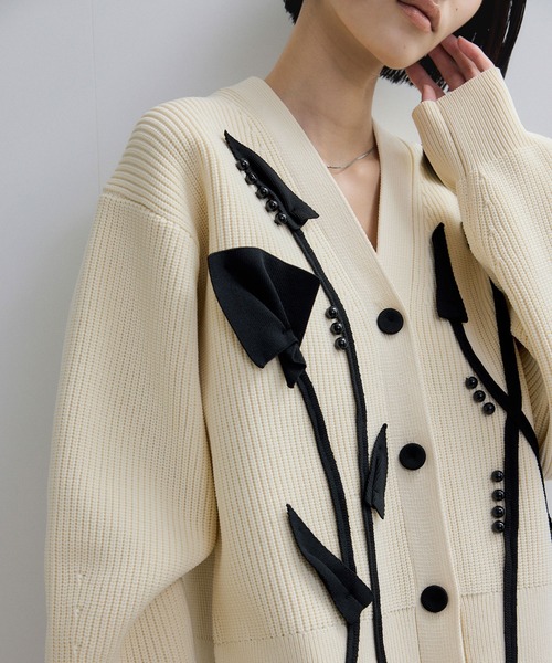 サステナブル】3Dモチーフカーディガン（カーディガン/ボレロ