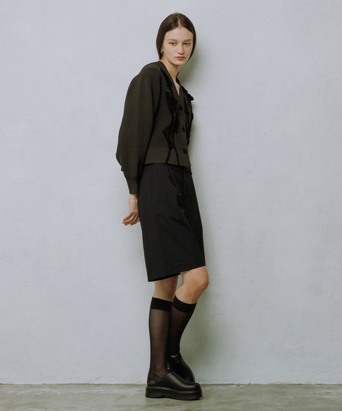 新品タグ付き アダムエロペ 3Dモチーフカーディガン チャコールグレー サステナブル】3Dモチーフカーディガン（カーディガン/ボレロ