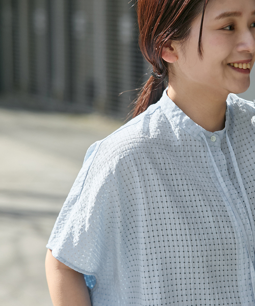 JOURNAL STANDARD（ジャーナルスタンダード）の「《追加2》シアーチェックポンチョブラウス（シャツ/ブラウス・レディース・ホワイト/ブルー系その他/ブラック/スミクロ・FREE）」の4枚目の写真