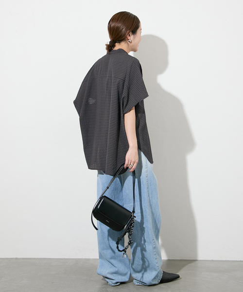 JOURNAL STANDARD（ジャーナルスタンダード）の「《追加2》シアーチェックポンチョブラウス（シャツ/ブラウス・レディース・ホワイト/ブルー系その他/ブラック/スミクロ・FREE）」の10枚目の写真